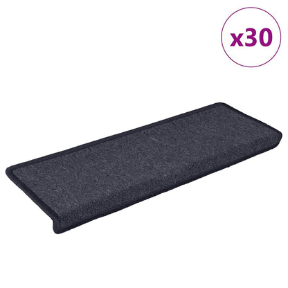 Tappetini per scale 30 pz 65x21x4 cm Grigio scuro e blu con bordo rettangolare | homemem39