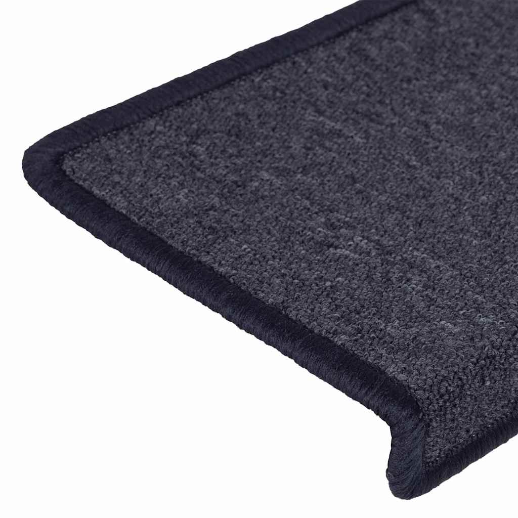 Tappetini per scale 30 pz 65x21x4 cm Grigio scuro e blu con bordo rettangolare | homemem39