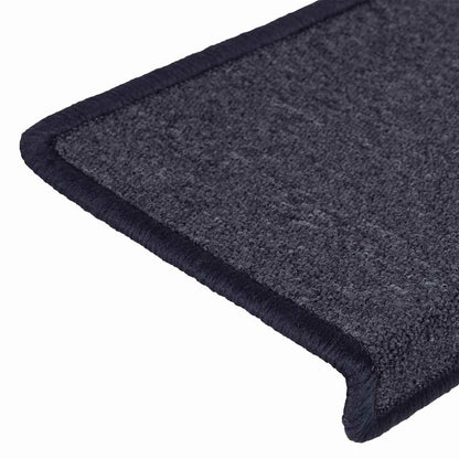 Tappetini per scale 30 pz 65x21x4 cm Grigio scuro e blu con bordo rettangolare | homemem39