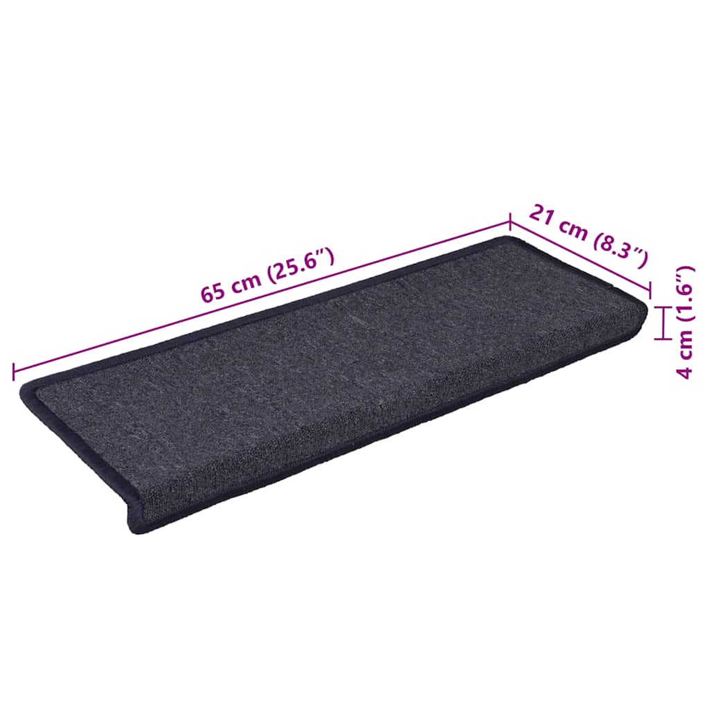 Tappetini per scale 30 pz 65x21x4 cm Grigio scuro e blu con bordo rettangolare | homemem39