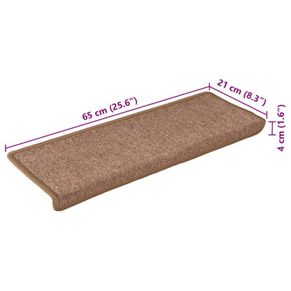 Tappetini per scale 30 pz 65x21x4 cm Marrone Bordo rettangolare | homemem39