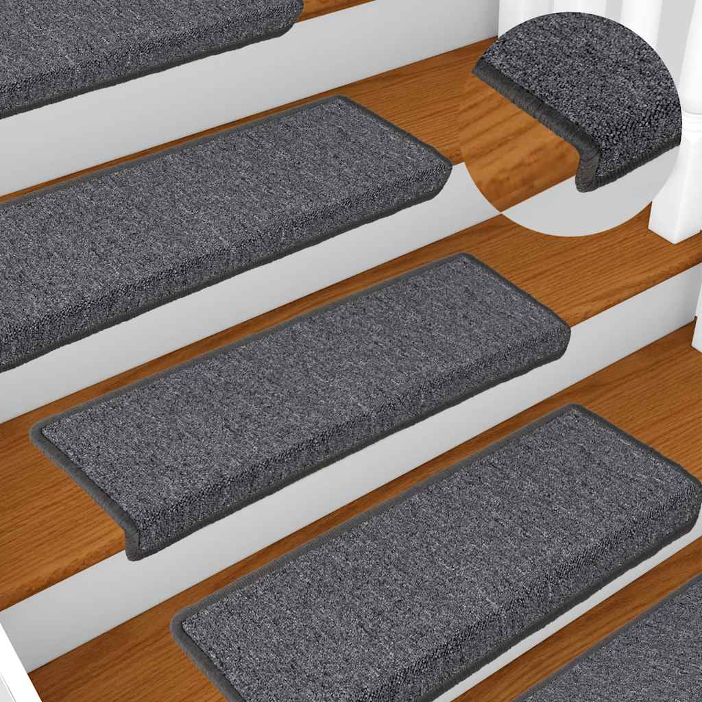 Tappetini per scale 30 pz 65x21x4 cm Grigio scuro Bordo rettangolare | homemem39