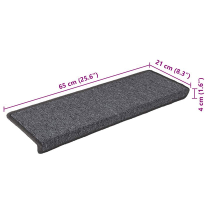 Tappetini per scale 30 pz 65x21x4 cm Grigio scuro Bordo rettangolare | homemem39