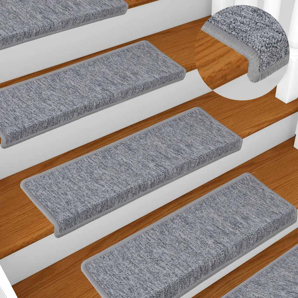 Tappetini per scale 30 pz 65x21x4 cm Grigio chiaro Bordo rettangolare | homemem39