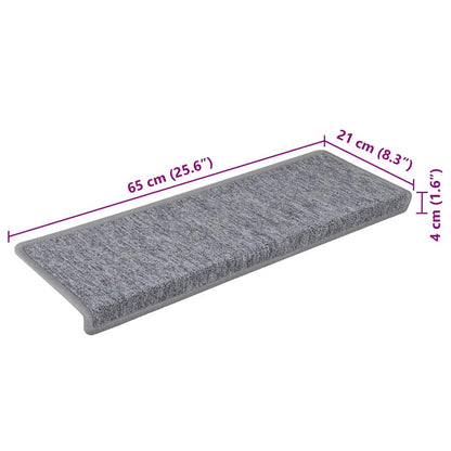 Tappetini per scale 30 pz 65x21x4 cm Grigio chiaro Bordo rettangolare | homemem39