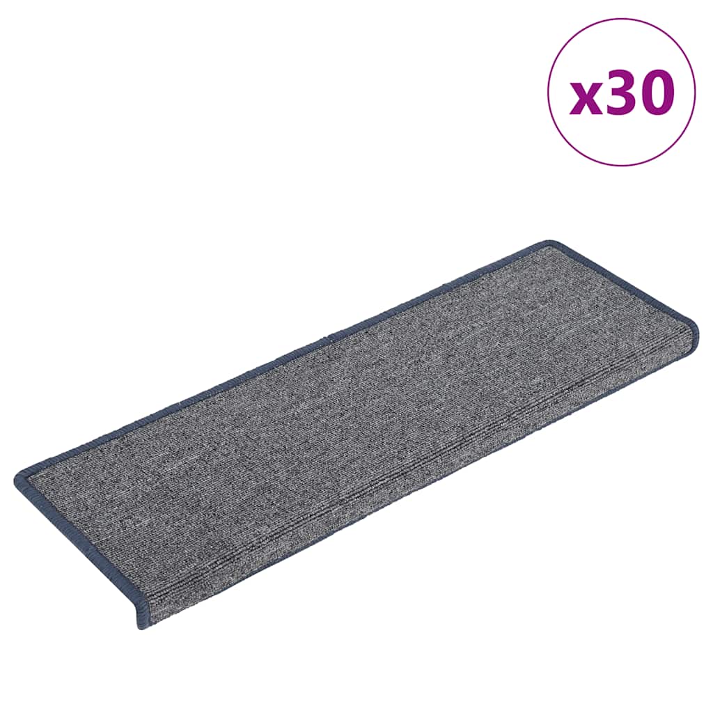 Tappetini per scale 30 pz 65x21x4 cm Grigio chiaro e blu con bordo rettangolare | homemem39
