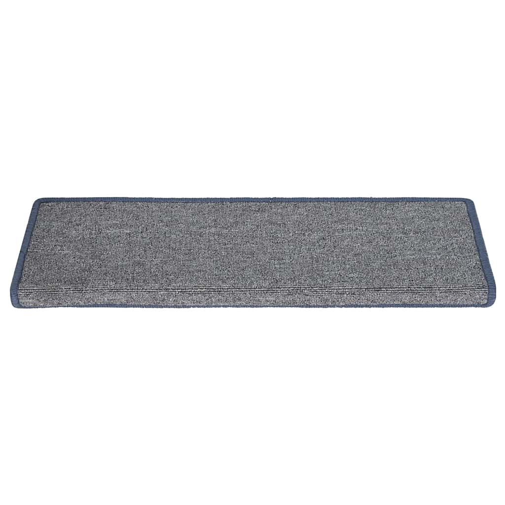 Tappetini per scale 30 pz 65x21x4 cm Grigio chiaro e blu con bordo rettangolare