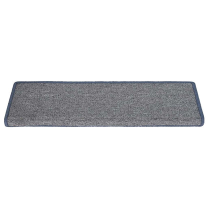 Tappetini per scale 30 pz 65x21x4 cm Grigio chiaro e blu con bordo rettangolare