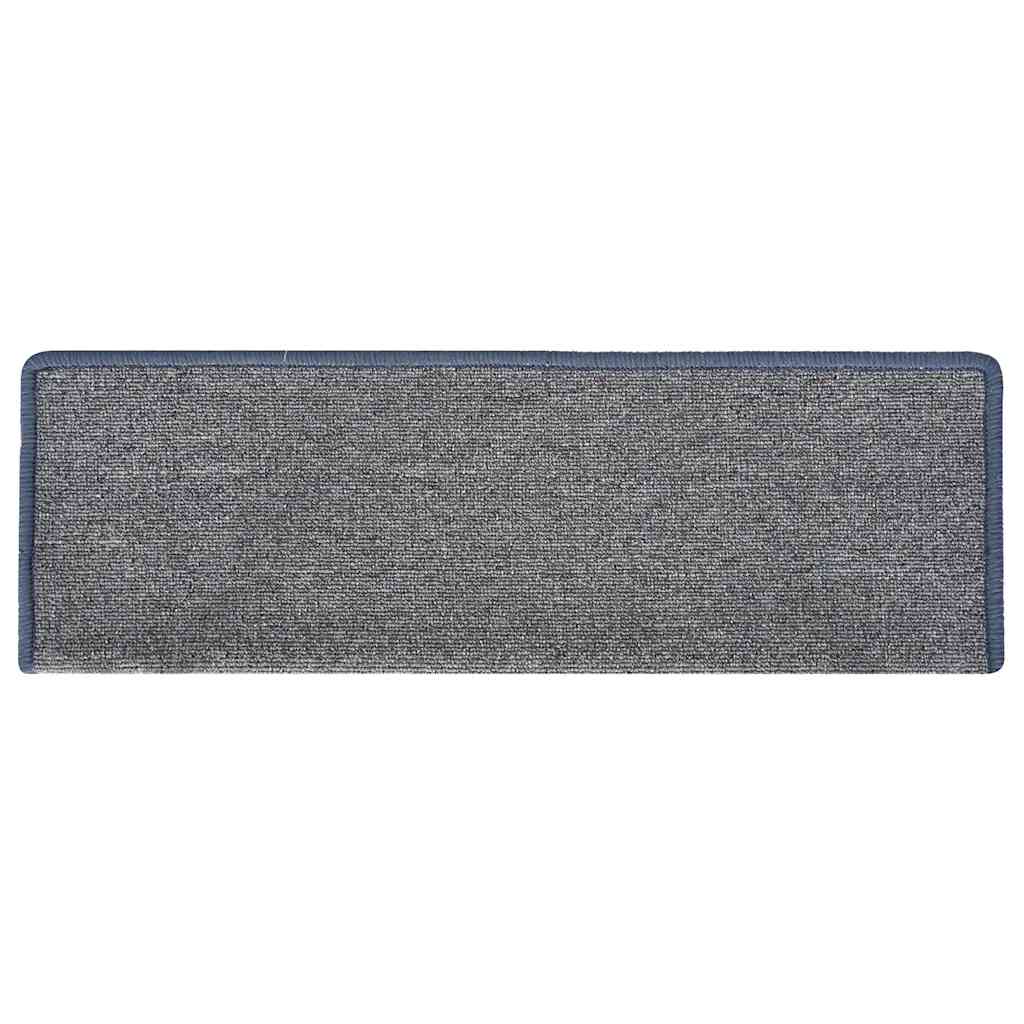 Tappetini per scale 30 pz 65x21x4 cm Grigio chiaro e blu con bordo rettangolare