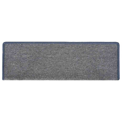 Tappetini per scale 30 pz 65x21x4 cm Grigio chiaro e blu con bordo rettangolare