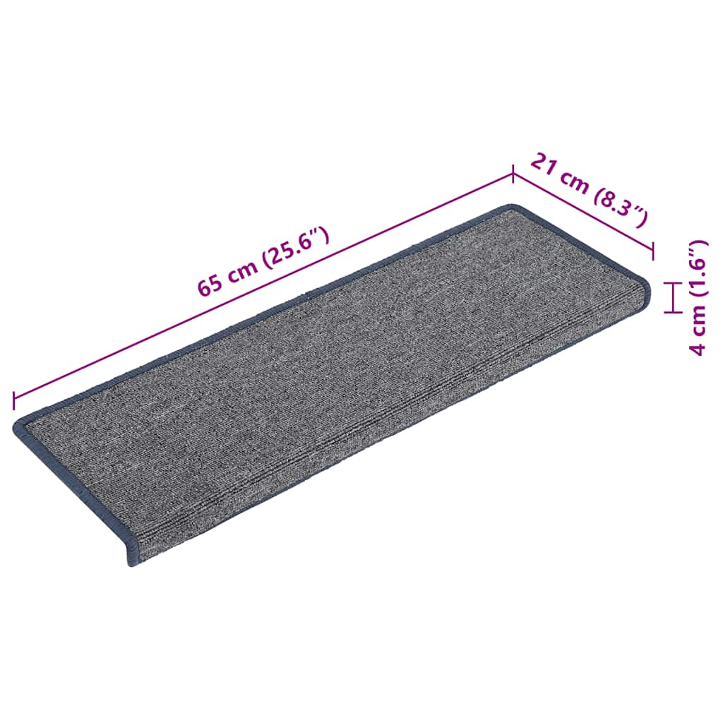 Tappetini per scale 30 pz 65x21x4 cm Grigio chiaro e blu con bordo rettangolare | homemem39
