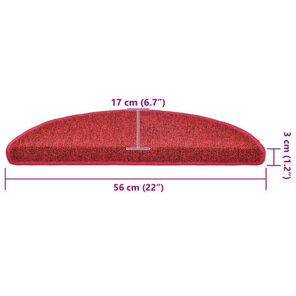 Tappetini per scale 20 pz 56x17x3 cm Rossi semicircolari