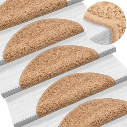 Tappetini per scale 30 pz 56x17x3 cm Beige Semicircolari | homemem39