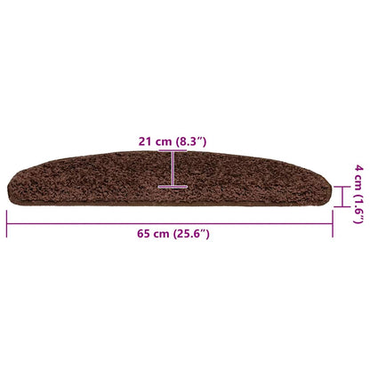 Tappetini per scale 30 pz 65x21x4 cm Marrone Semicircolari Grandi