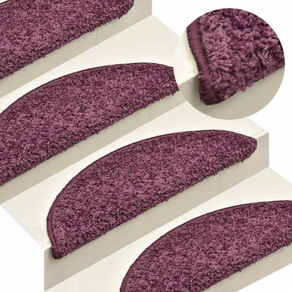 Tappetini per scale 30 pz 65x21x4 cm Viola scuro Semicircolari Grandi