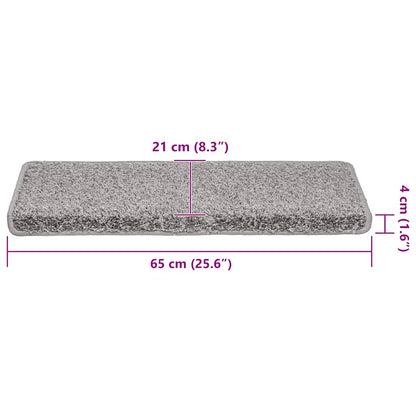 Tappetini per scale 30 pz 65x21x4 cm Grigio Bordo rettangolare | homemem39