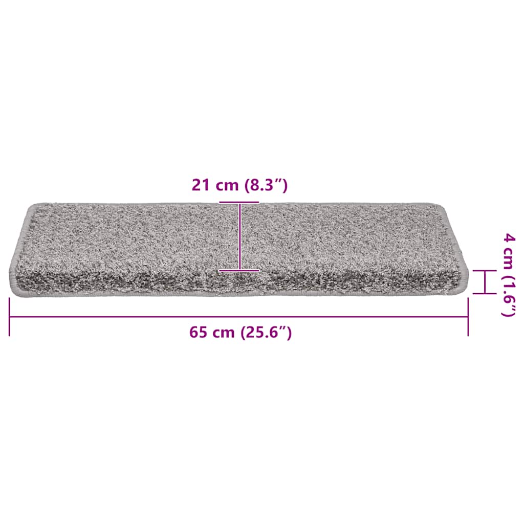 Tappetini per scale 30 pz 65x21x4 cm Grigio Bordo rettangolare