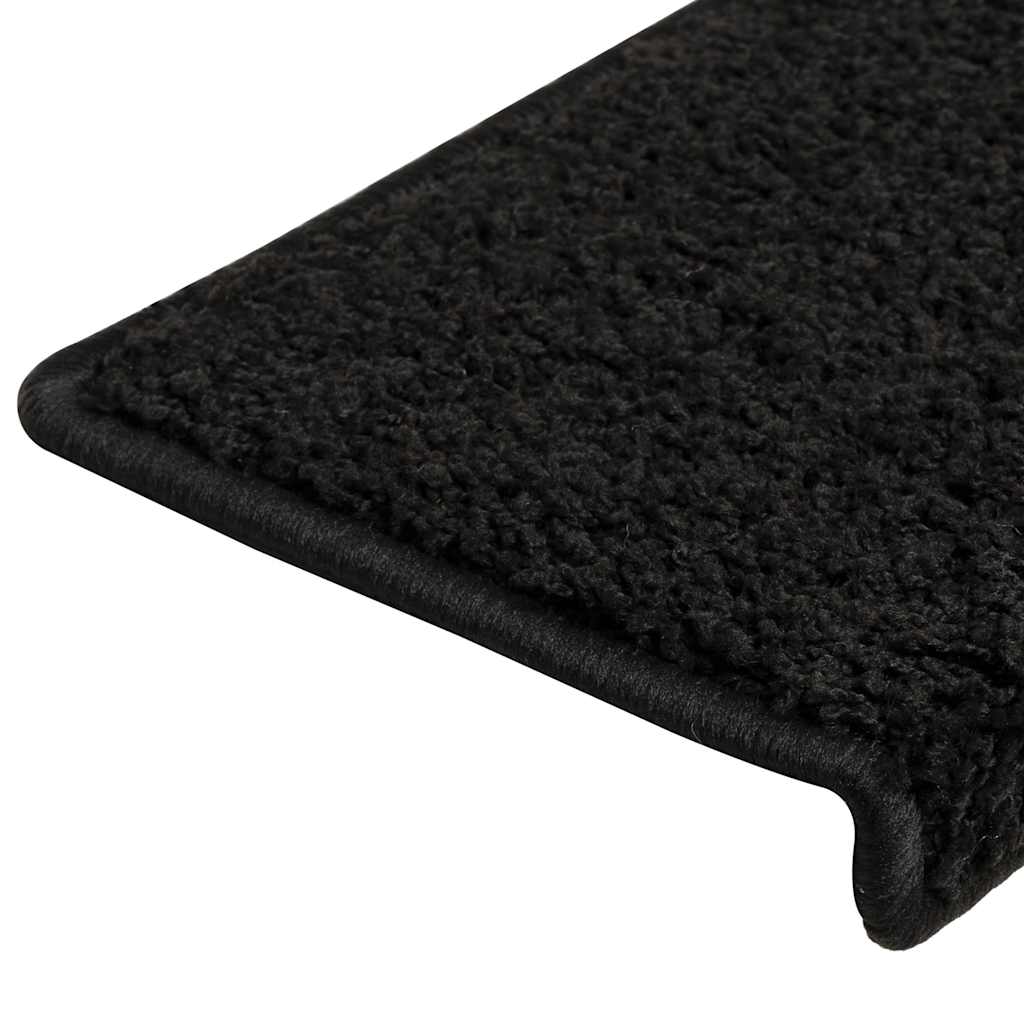 Tappetini per scale 30 pz 65x21x4 cm Nero Bordo rettangolare