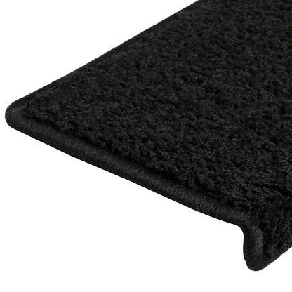 Tappetini per scale 30 pz 65x21x4 cm Nero Bordo rettangolare
