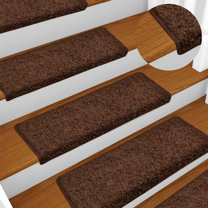 Tappetini per scale 30 pz 65x21x4 cm Marrone Bordo rettangolare
