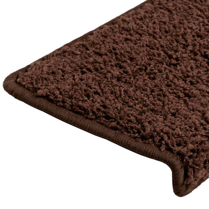 Tappetini per scale 30 pz 65x21x4 cm Marrone Bordo rettangolare
