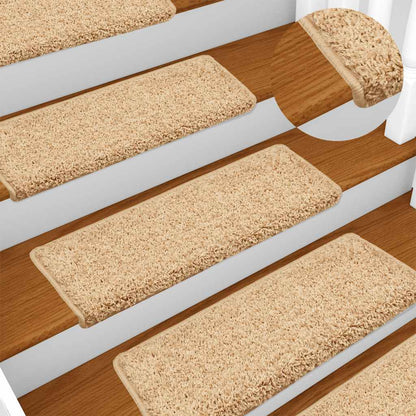 Tappetini per scale 30 pz 65x21x4 cm Crema Bordo rettangolare | homemem39