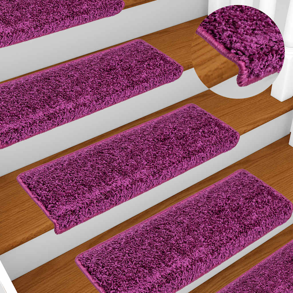 Tappetini per scale 30 pz 65x21x4 cm Viola Bordo rettangolare