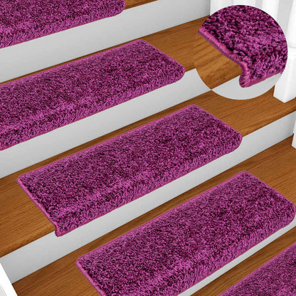 Tappetini per scale 30 pz 65x21x4 cm Viola Bordo rettangolare