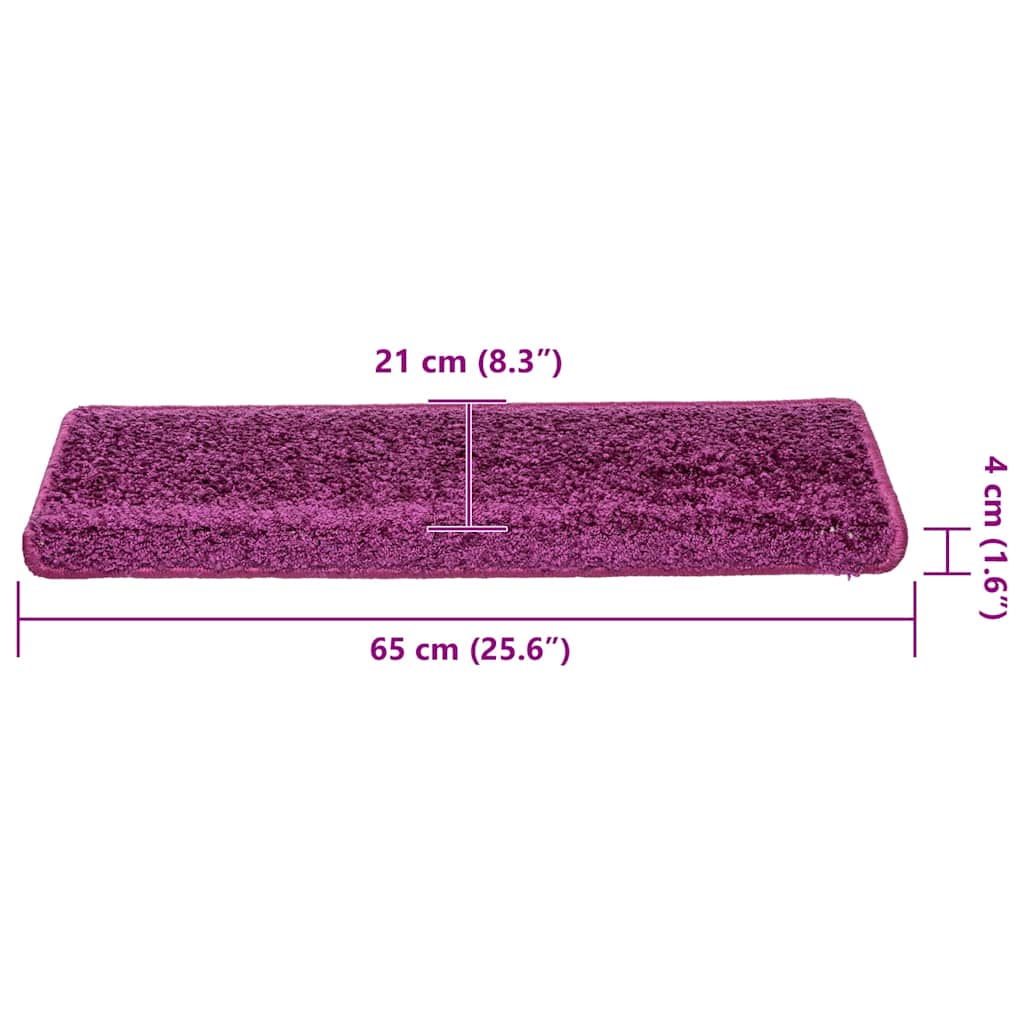 Tappetini per scale 30 pz 65x21x4 cm Viola Bordo rettangolare