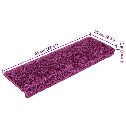 Tappetini per scale 30 pz 65x21x4 cm Viola Bordo rettangolare