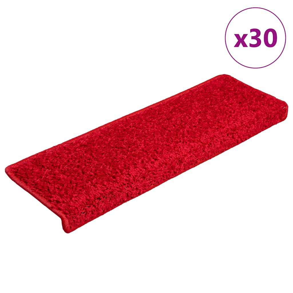 Tappetini per scale 30 pz 65x21x4 cm Rosso Bordo rettangolare | homemem39