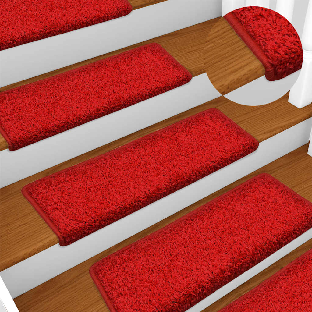 Tappetini per scale 30 pz 65x21x4 cm Rosso Bordo rettangolare | homemem39