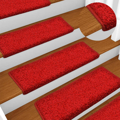 Tappetini per scale 30 pz 65x21x4 cm Rosso Bordo rettangolare | homemem39