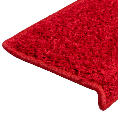 Tappetini per scale 30 pz 65x21x4 cm Rosso Bordo rettangolare | homemem39