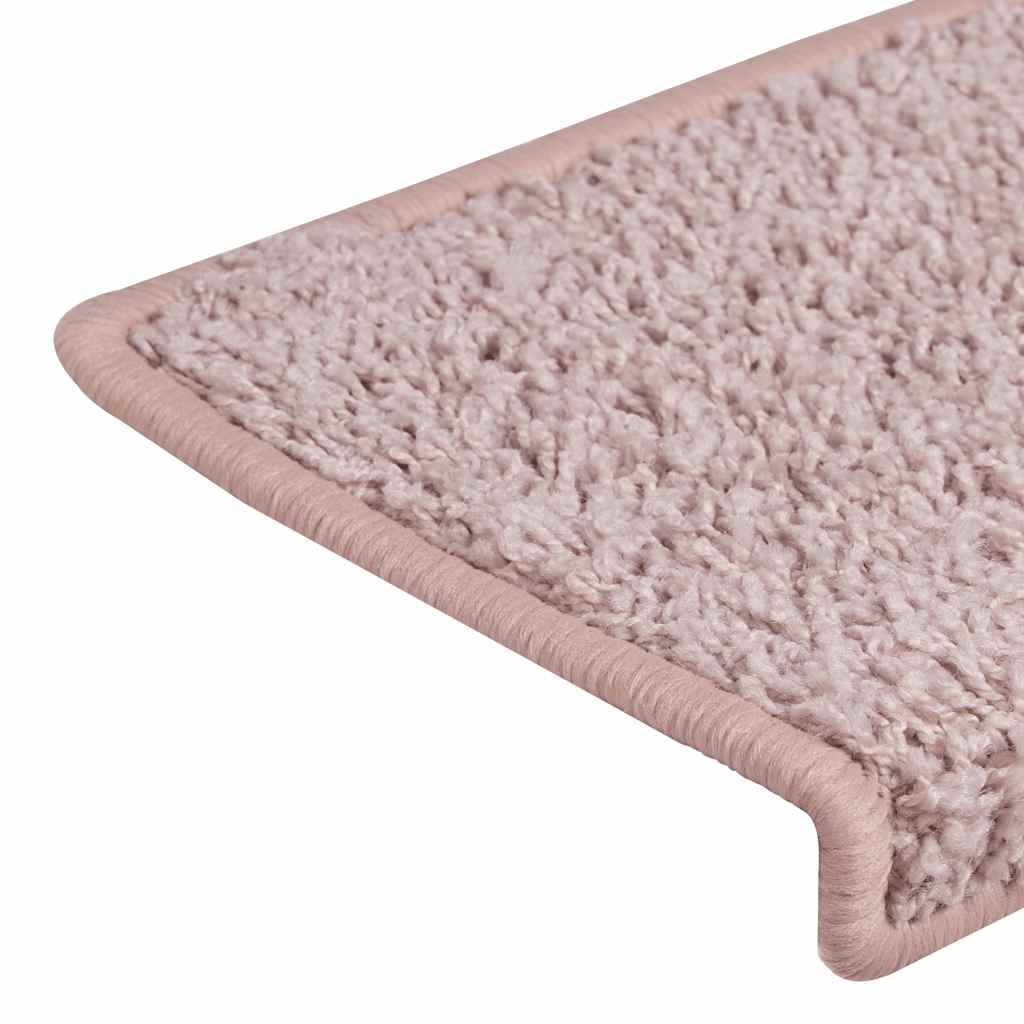 Tappetini per scale 30 pz 65x21x4 cm Bianco e Rosa Bordo rettangolare
