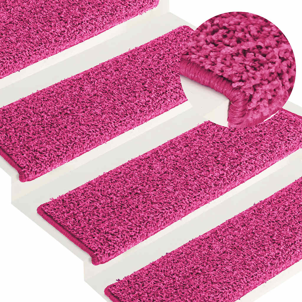 Tappetini per scale 30 pz 65x21x4 cm Rosa Bordo rettangolare | homemem39