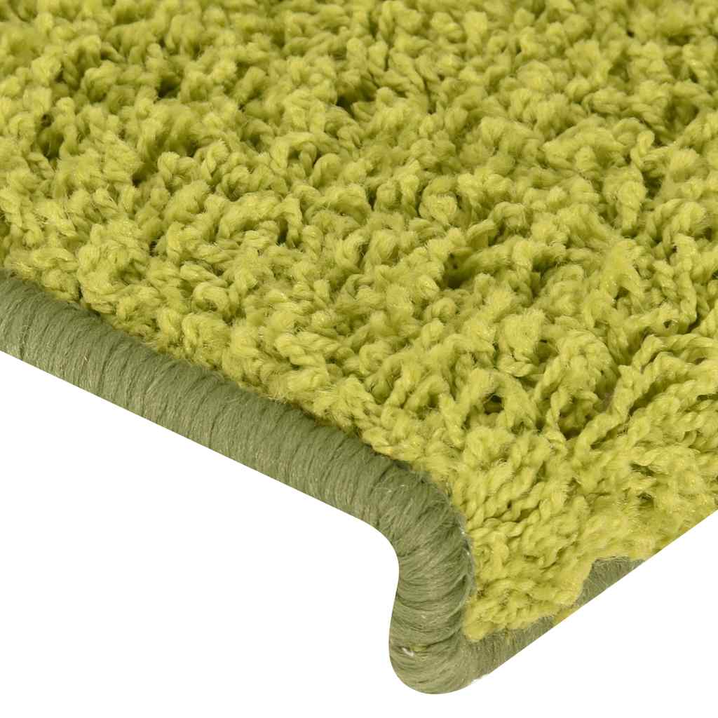 Tappetini per scale 30 pz 65x21x4 cm Verde Bordo rettangolare | homemem39