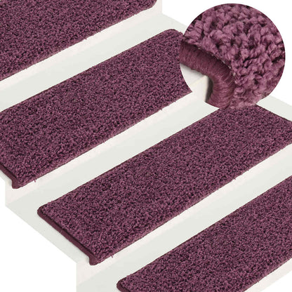 Tappetini per scale 30 pz 65x21x4 cm Viola scuro con bordo rettangolare | homemem39