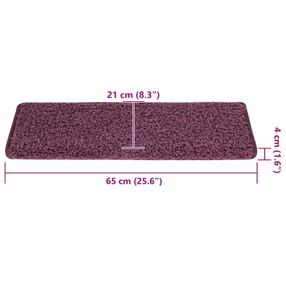 Tappetini per scale 30 pz 65x21x4 cm Viola scuro con bordo rettangolare | homemem39