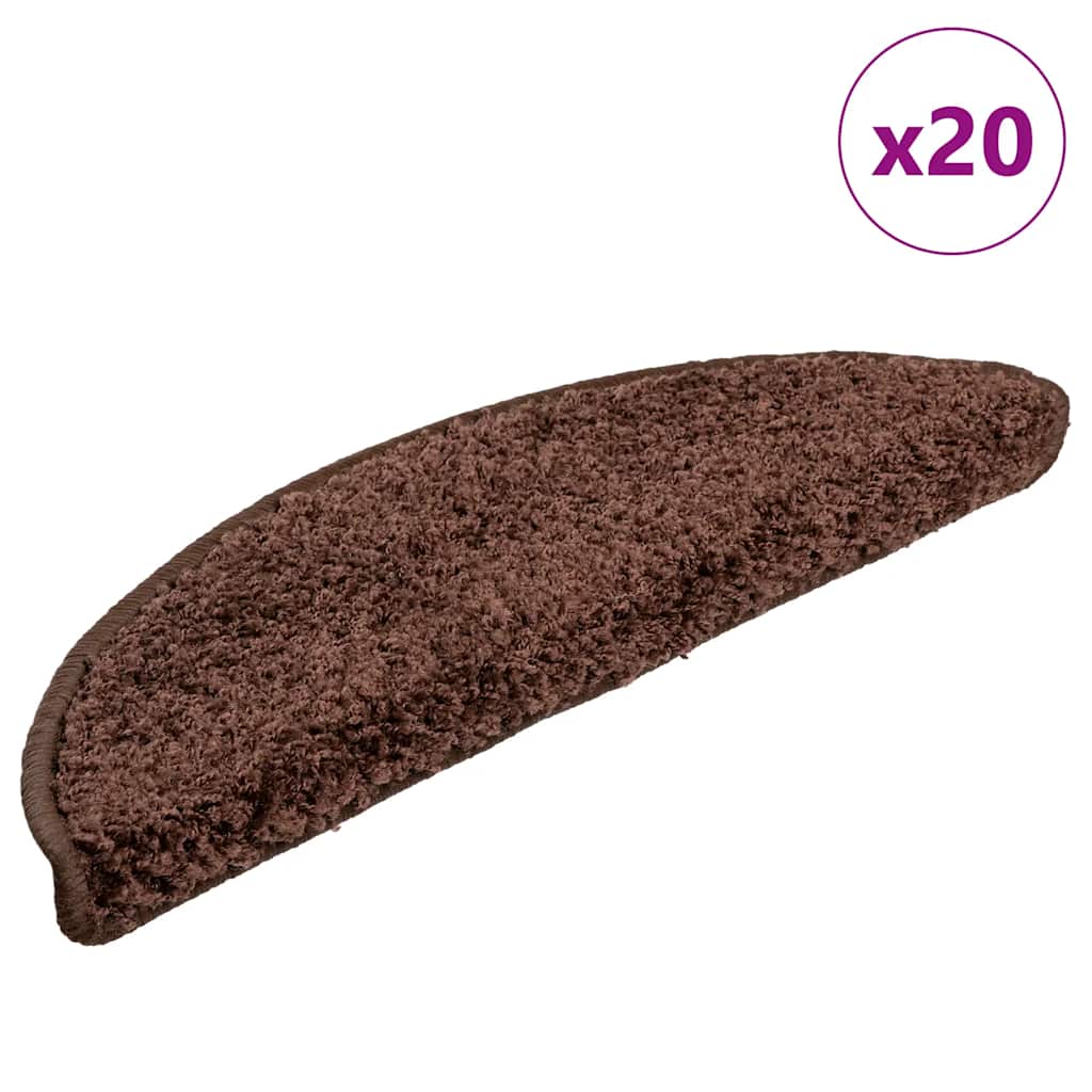 Tappetini per scale 20 pz 56x17x3 cm Marrone Semicircolari | homemem39