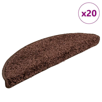 Tappetini per scale 20 pz 56x17x3 cm Marrone Semicircolari | homemem39