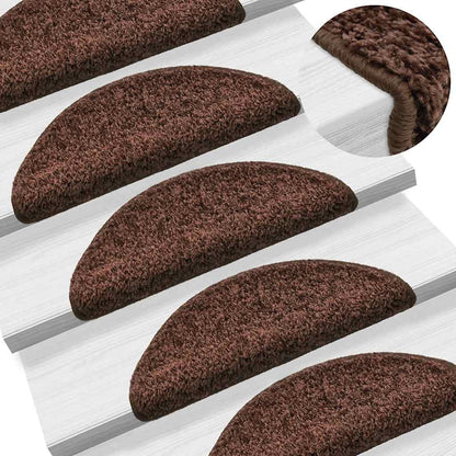 Tappetini per scale 20 pz 56x17x3 cm Marrone Semicircolari | homemem39