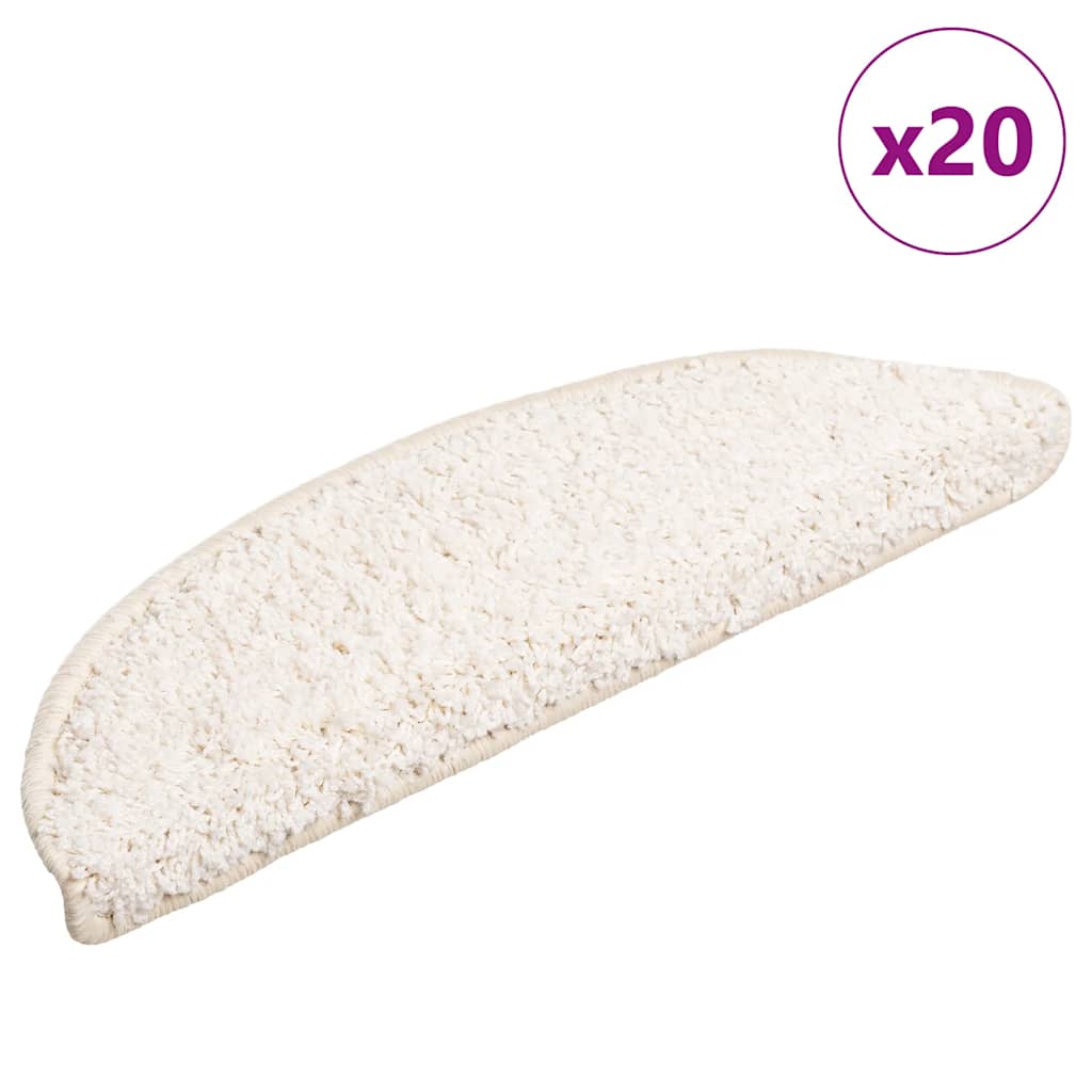 Tappetini per scale 20 pz 56x17x3 cm Bianco Semicircolari | homemem39