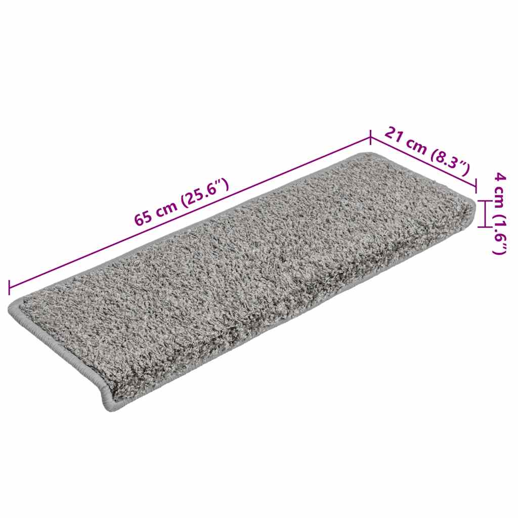 Tappetini per scale 20 pz 65x21x4 cm Grigio Bordo rettangolare | homemem39