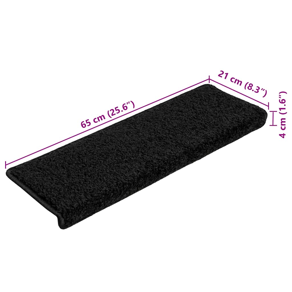 Tappetini per scale 20 pz 65x21x4 cm Nero Bordo rettangolare | homemem39