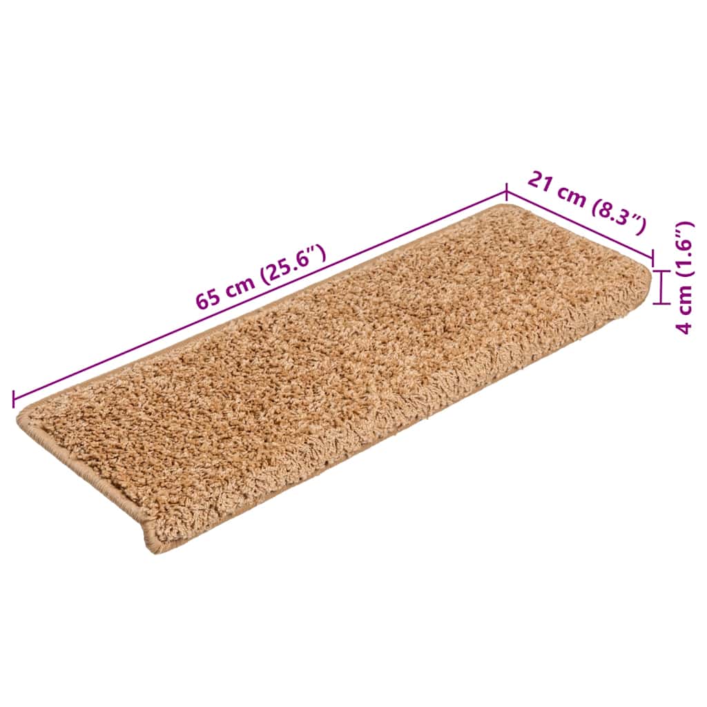 Tappetini per scale 20 pz 65x21x4 cm Beige Bordo rettangolare | homemem39