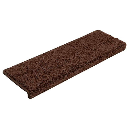 Tappetini per scale 20 pz 65x21x4 cm Marrone Bordo rettangolare
