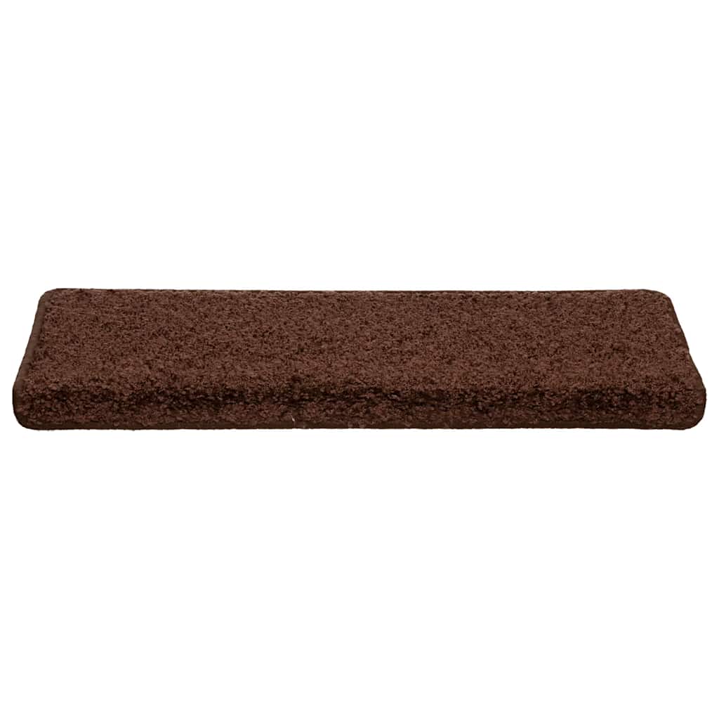 Tappetini per scale 20 pz 65x21x4 cm Marrone Bordo rettangolare | homemem39