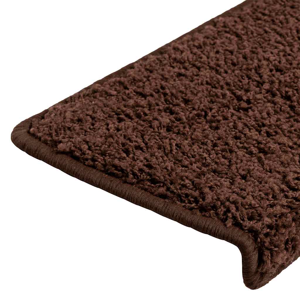 Tappetini per scale 20 pz 65x21x4 cm Marrone Bordo rettangolare | homemem39