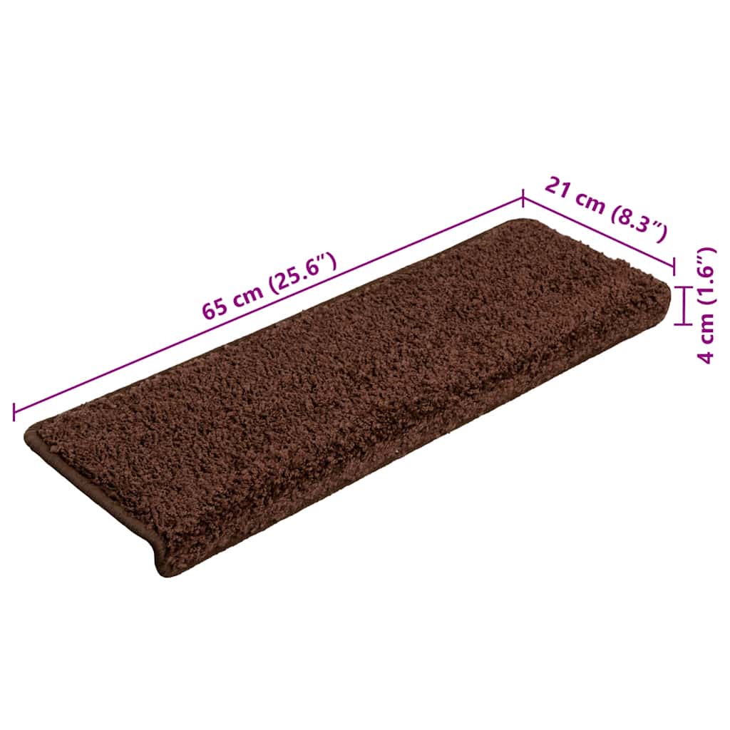 Tappetini per scale 20 pz 65x21x4 cm Marrone Bordo rettangolare | homemem39